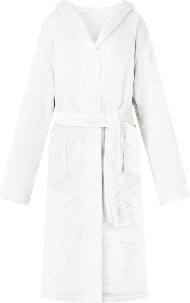 vidaXL Roupão com Capuz Branco m Flanela