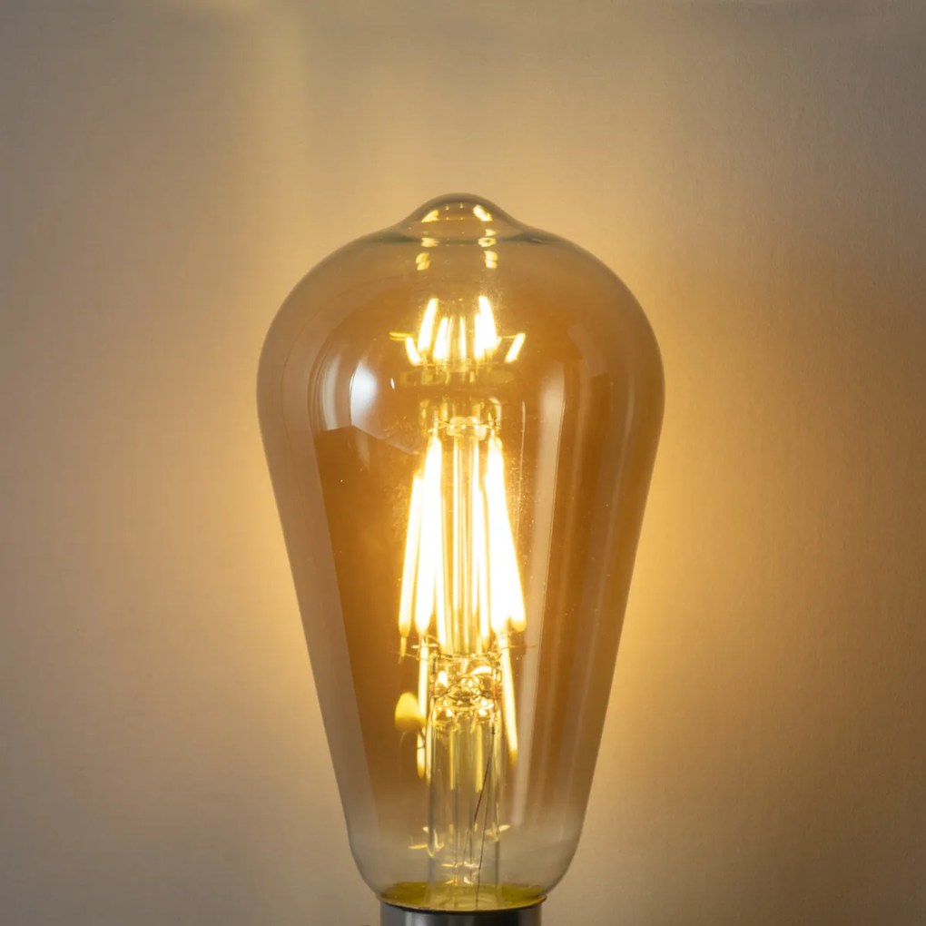 Conjunto de 5 Lâmpadas LED E27 Reguláveis ST64 Vidro Fumê 5W 450 lm 2700K
