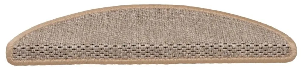 Tapetes escada adesivos aspeto sisal 15pcs 56x17x3cm bege-claro