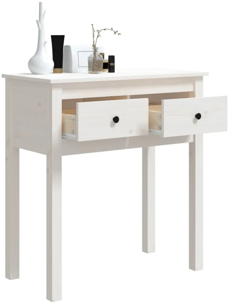 Mesa consola 70x35x75 cm pinho maciço branco