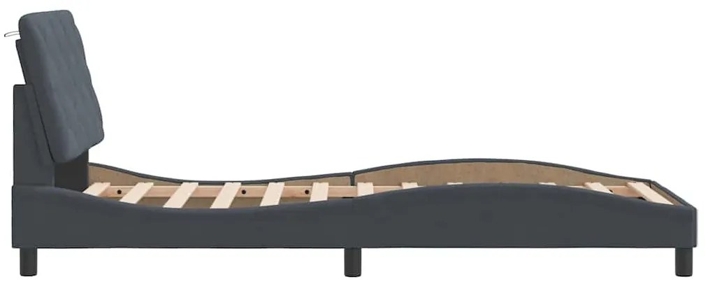 Estrutura de cama sem colchão 90x200 cm veludo cinzento-escuro
