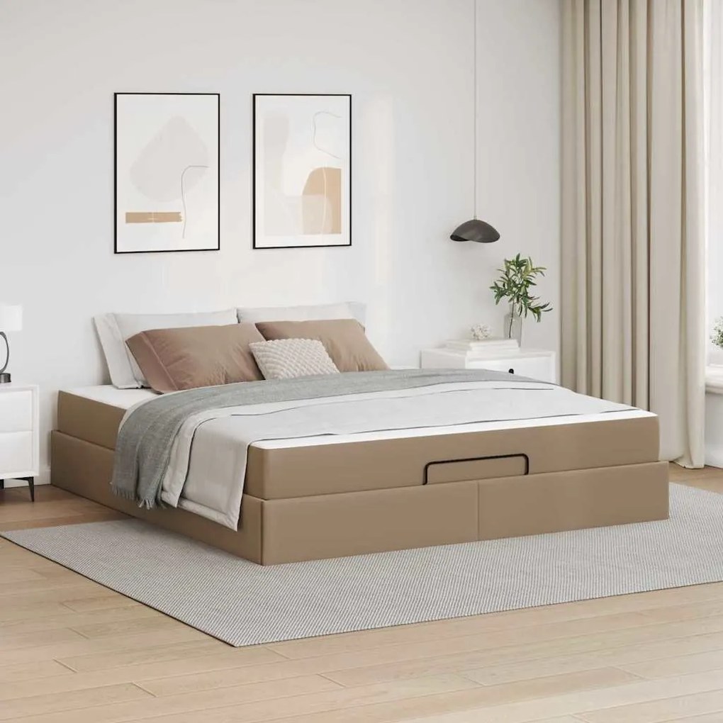 vidaXL Estrutura da Cama Cappuccino 180 x 200 cm Couro sintético