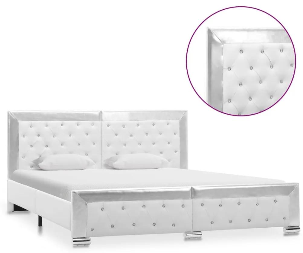 Estrutura de cama 160x200 cm couro artificial branco
