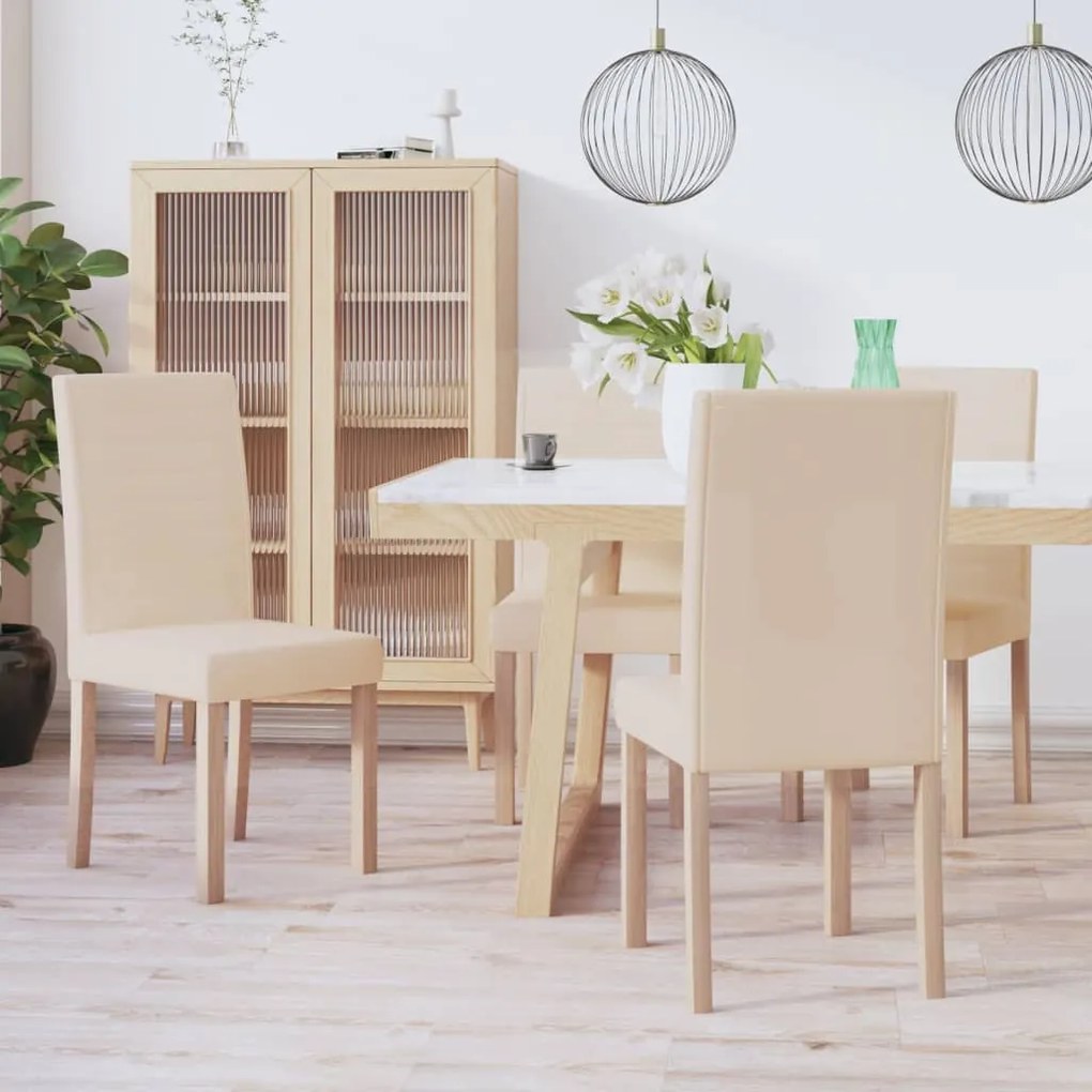 vidaXL Cadeiras de jantar 4 pcs tecido cor creme