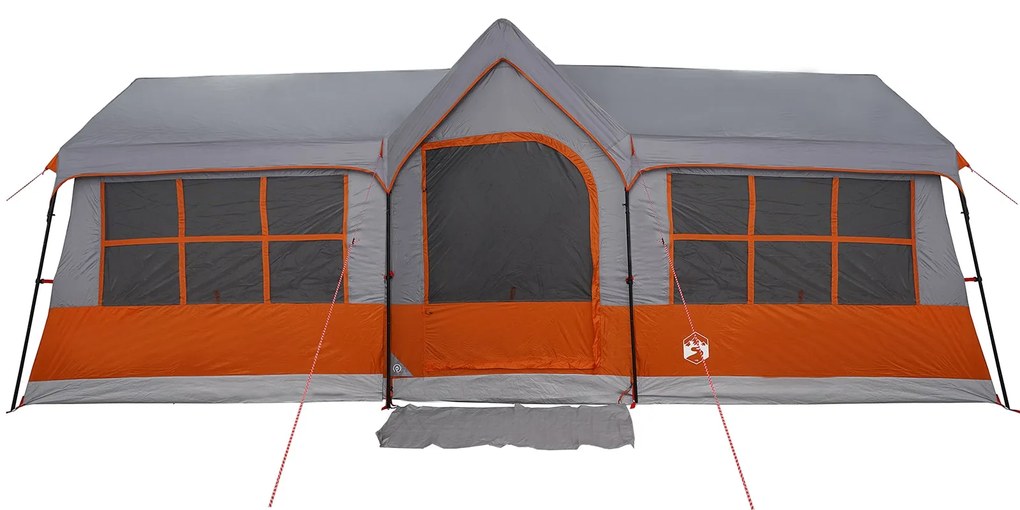 Tenda de Camping com Janelas Cinza e Laranja 12-Pessoas Impermeável