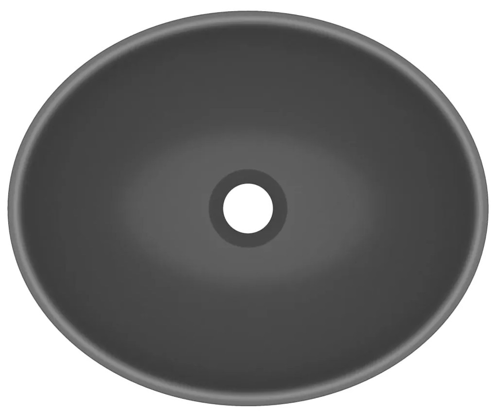 Lavatório luxuoso oval 40x33cm cerâmica cinzento-escuro mate
