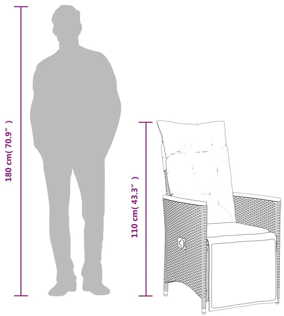 7 pcs conjunto de bistrô p/ jardim c/ almofadões vime PE preto