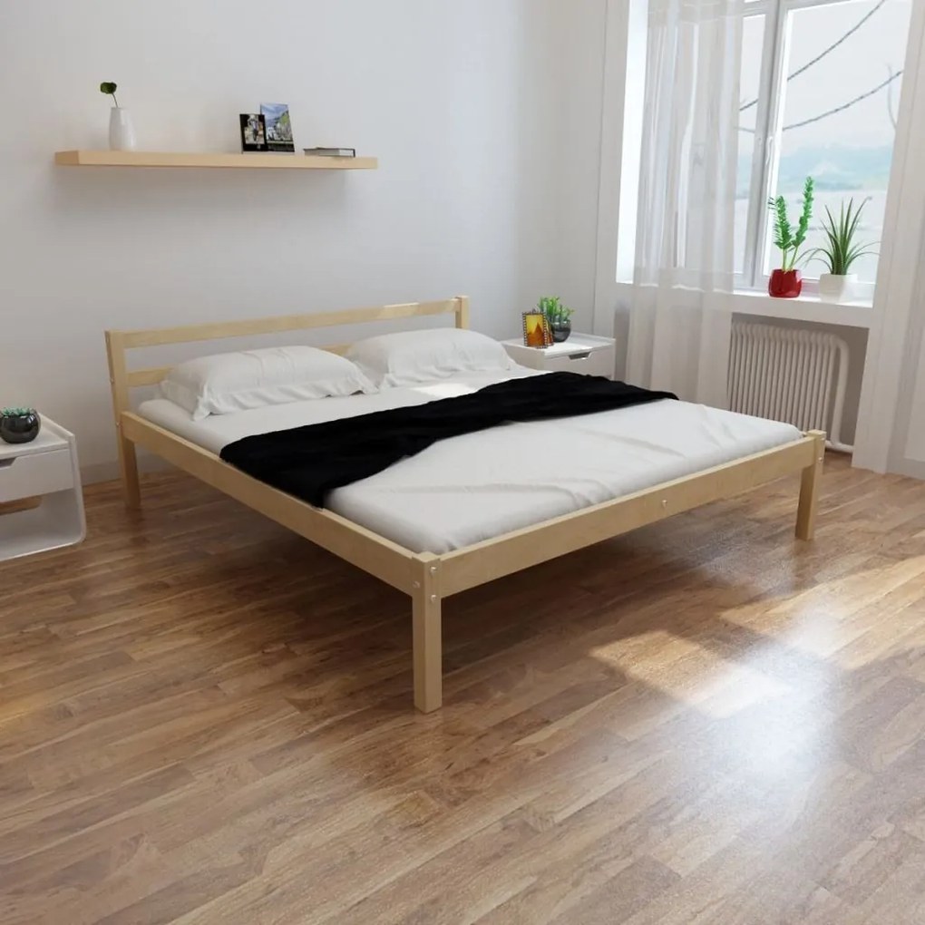 Cama com colchão 180x200 cm madeira de pinho maciça branco