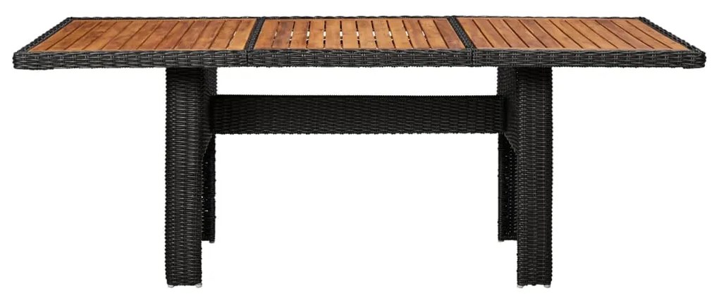 Mesa de jantar jardim 200x100x74 cm vime PE preto