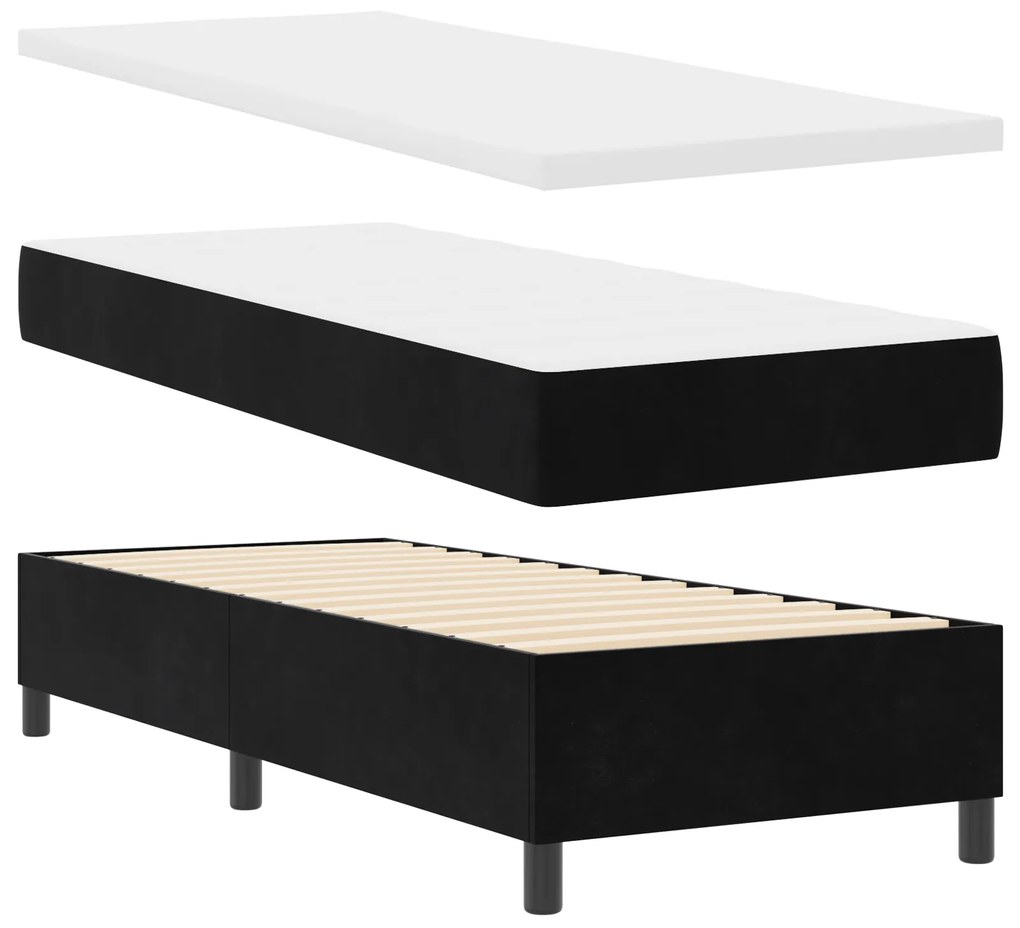 Cama Box com Colchão vidaXL Preto 80x200 cm Veludo