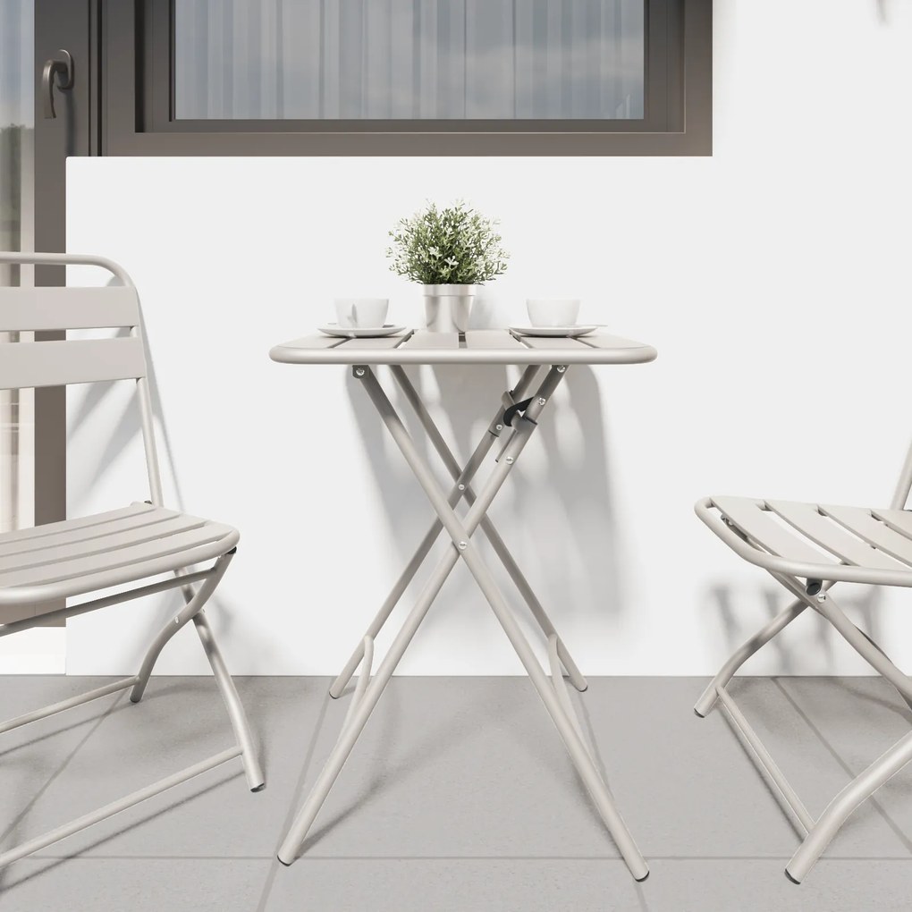 Mesa de Jardim Dobrável vidaXL Bege 55x55x73 cm Aço