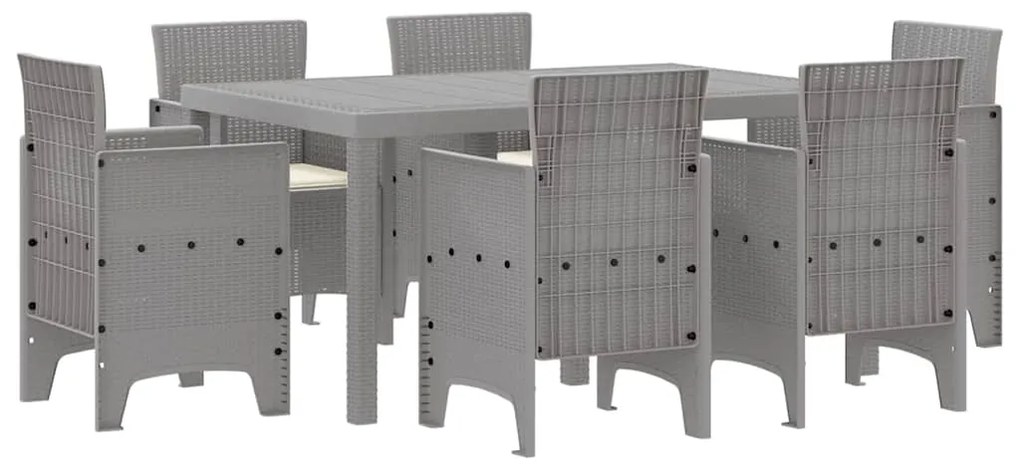 Conjunto de Jantar para Jardim 7 pcs Cinzento-claro
