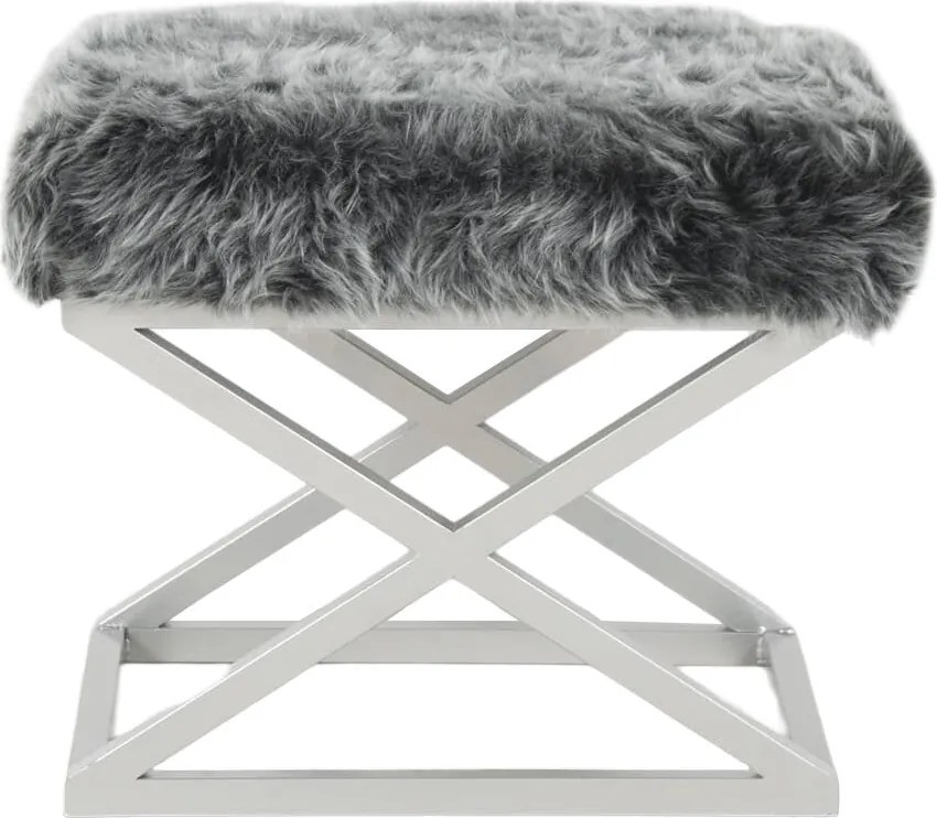 Pouffe Capraz – Prateado Cinzento – 50x42x40 cm