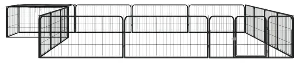 Parque p/ cães c/ 16 painéis 100x50 cm aço revestido a pó preto