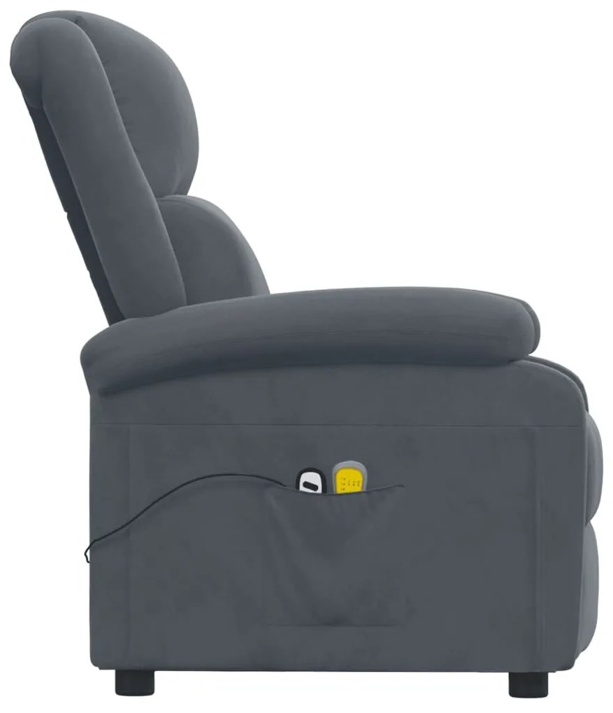 Poltrona de massagens elétrica veludo cinza-escuro