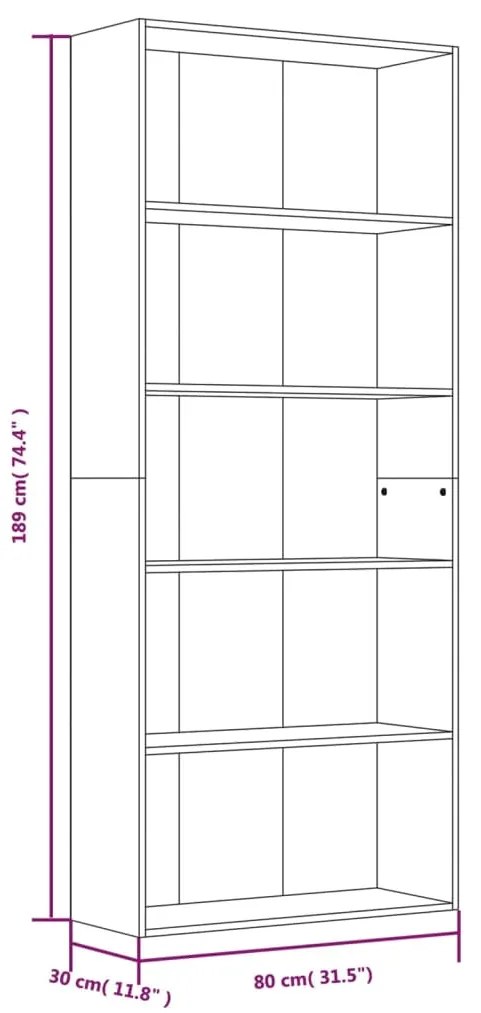 Estante 5 prat. 80x30x189 cm derivados madeira cinzento sonoma