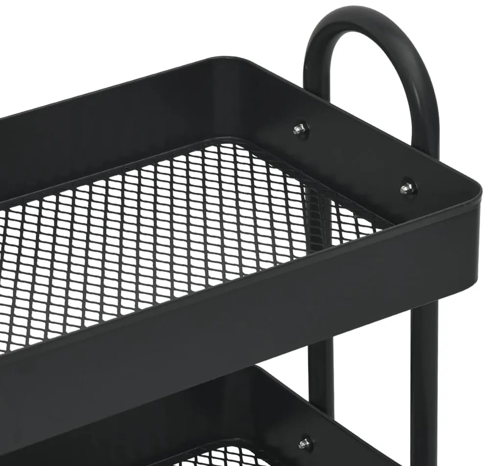 Carrinho com 3 prateleiras 46x34x79 cm aço preto