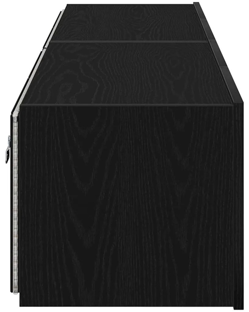 Armários de TV vidaXL com luzes LED 2 pcs Preto Carvalho 80x35x31 cm