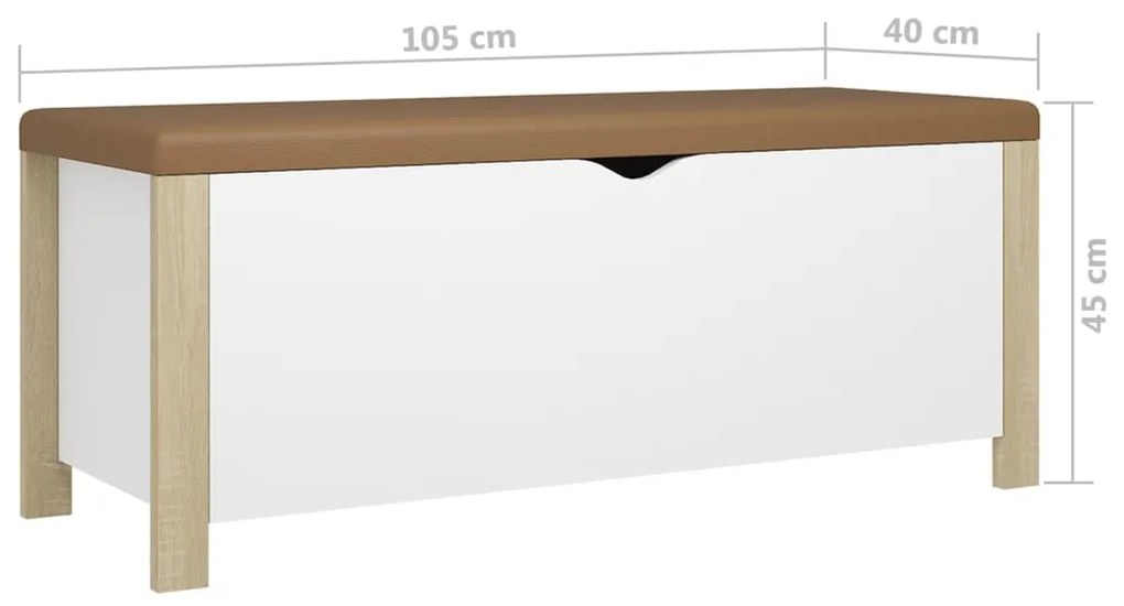 Caixa arrumação c/ almofadão contrap. 105x40x45cm branco/sonoma