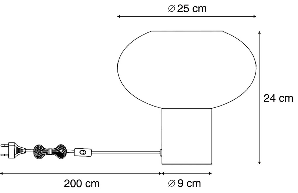 Candeeiro de Mesa Design Preto com Vidro Fumado - Umbrella Design