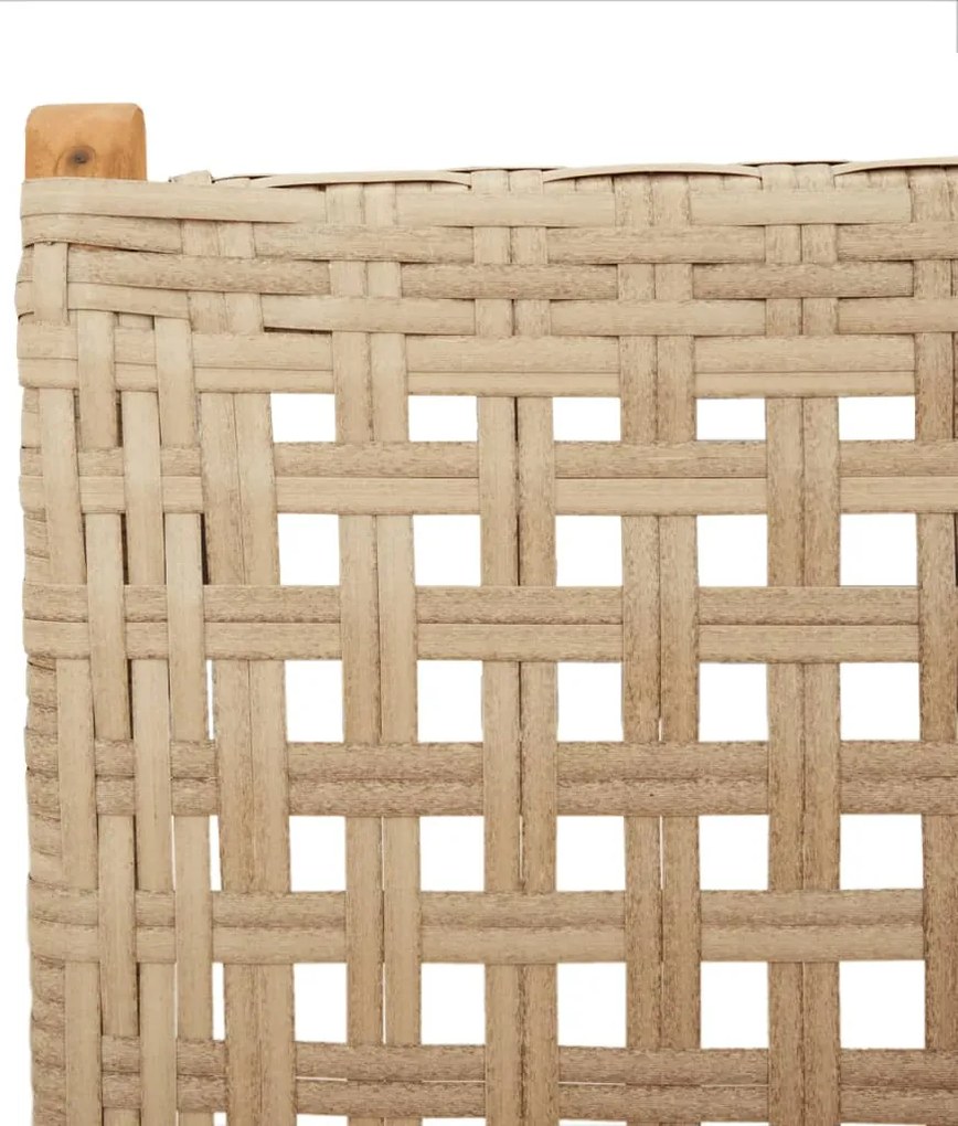Cadeiras jardim reclináveis 6 pcs vime PE/madeira maciça bege