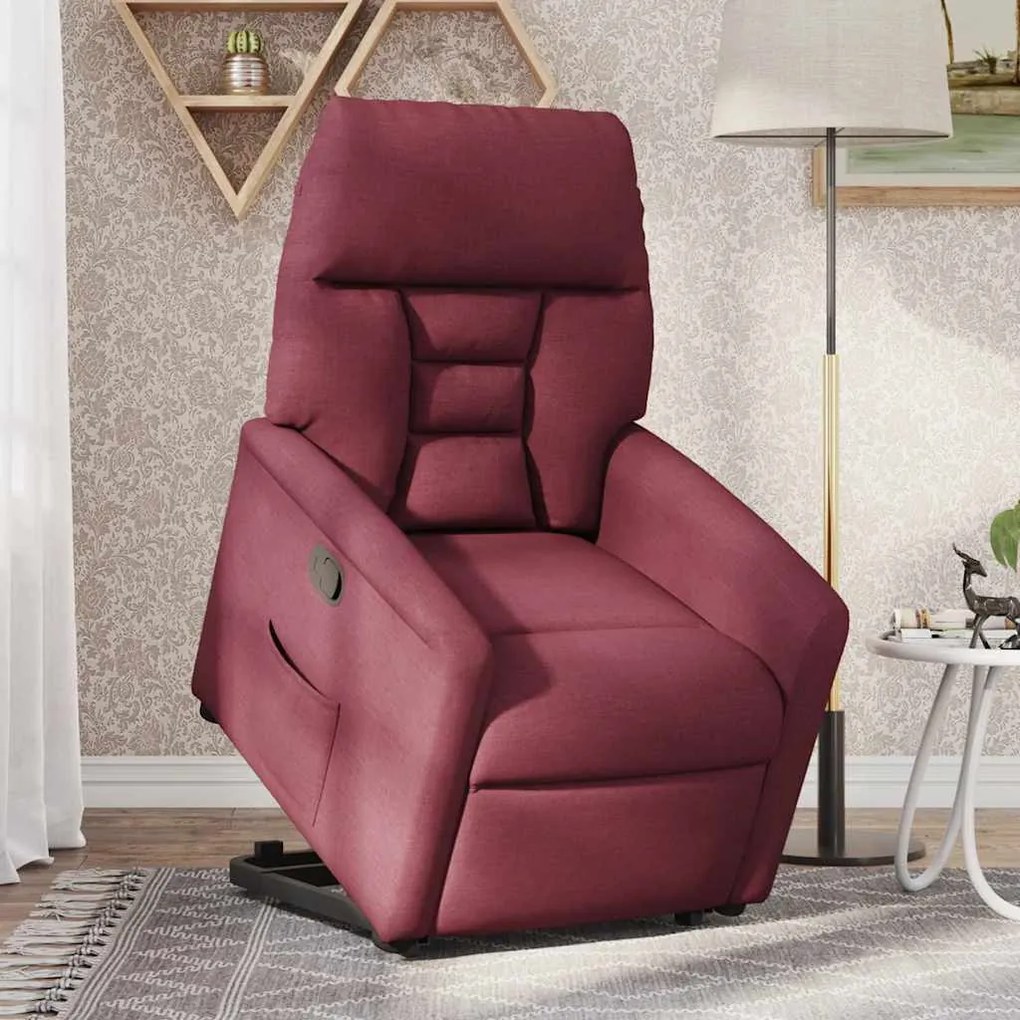 Poltrona reclinável elevatória tecido vermelho tinto