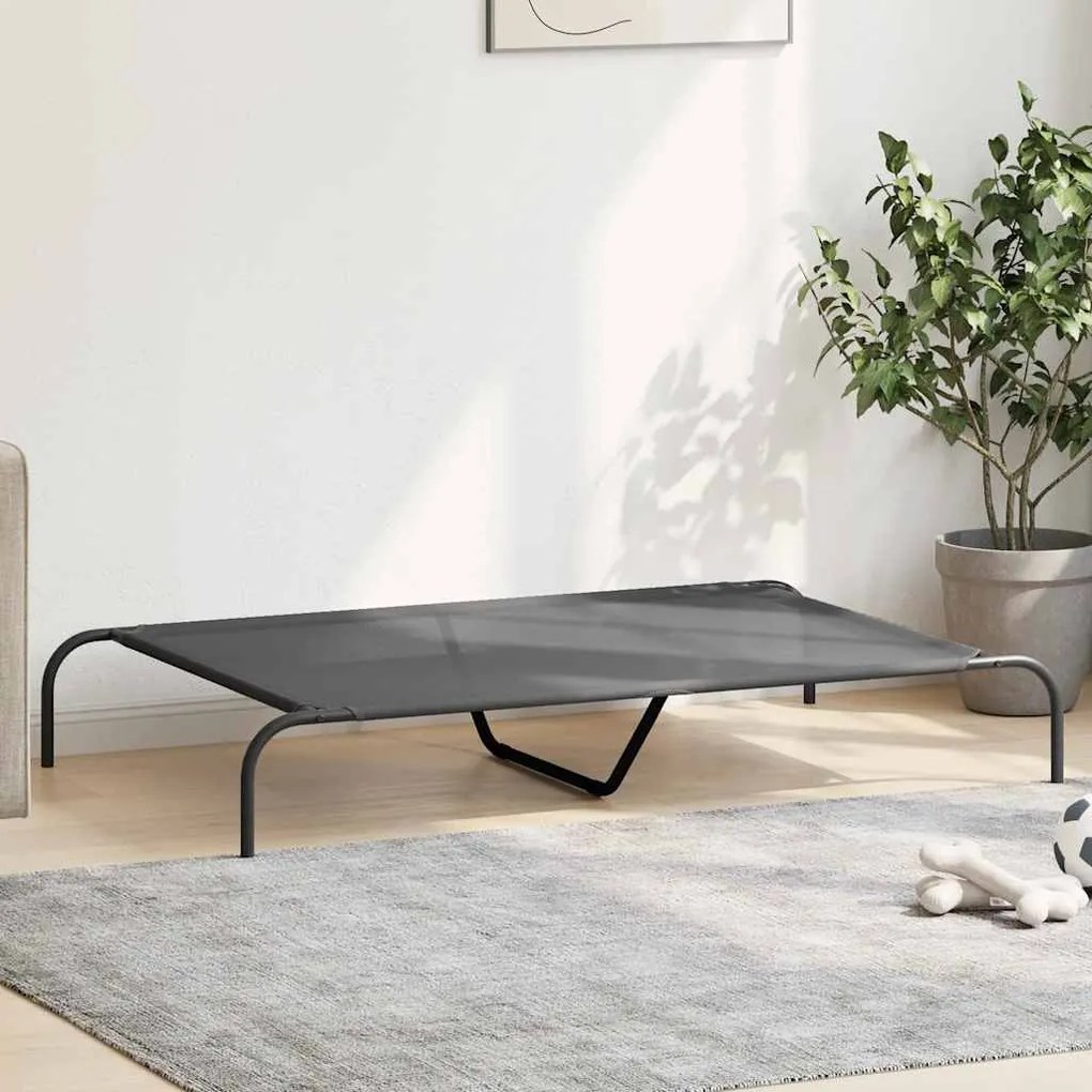 Cama para cães elevada 130x80x20 cm Textilene e aço cinzento