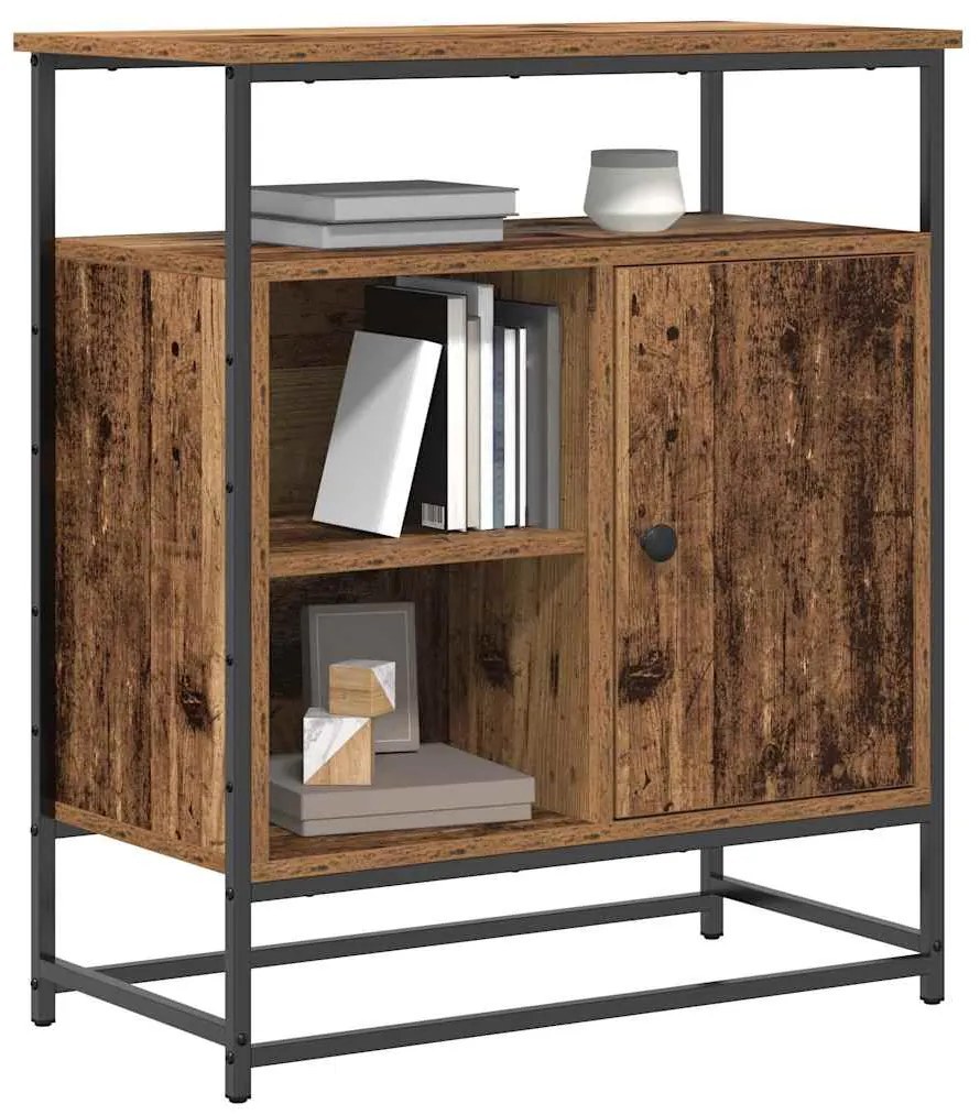 Buffet vidaXL Madeira Velha 69x35x80 cm Madeira engenheirada e Aço