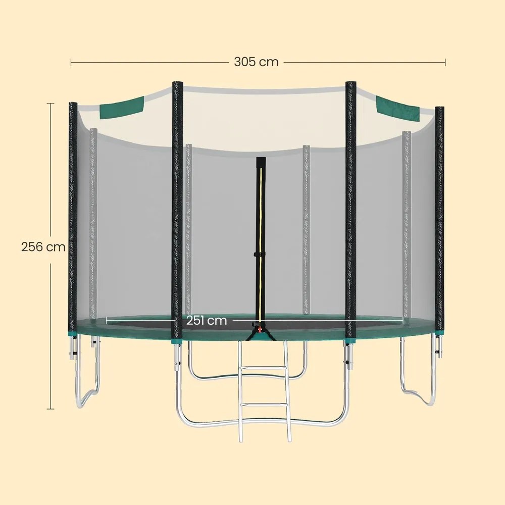 Trampolim  305 cm com rede de segurança verde escuro