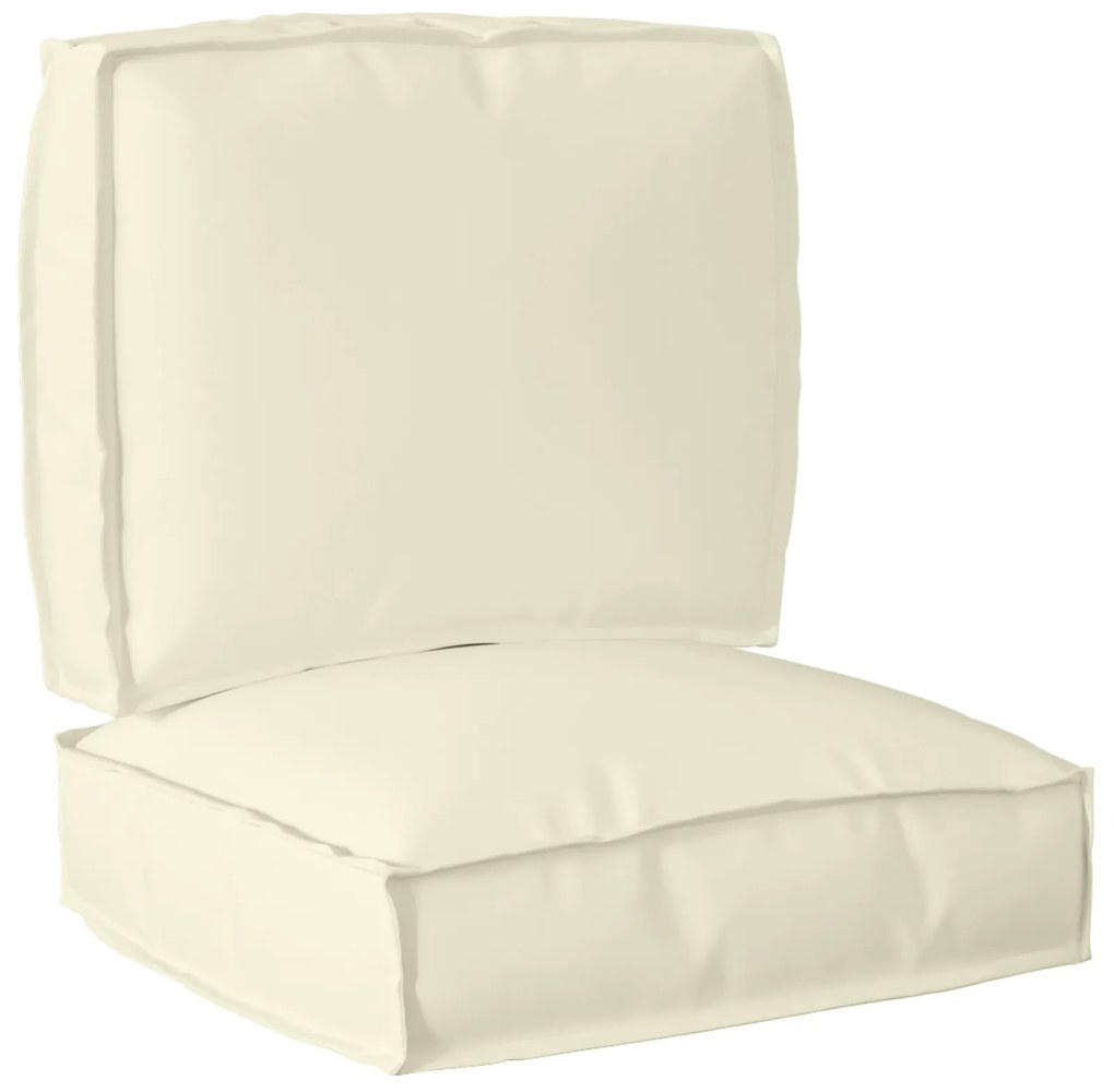 vidaXL Conjunto de Almofadas de Palete 2 Peças Creme Tecido Oxford