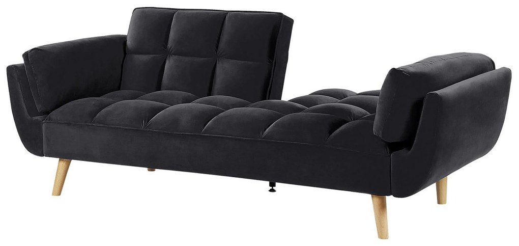 Sofá-cama em veludo preto ASBY Beliani