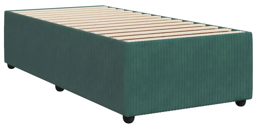 Cama com molas/colchão 100x200 cm veludo verde-escuro