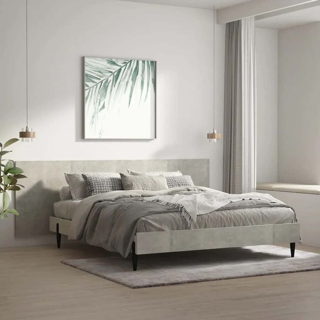 811056 vidaXL Cabeceira parede 240x1,5x80cm derivados madeira Concreto Cinza