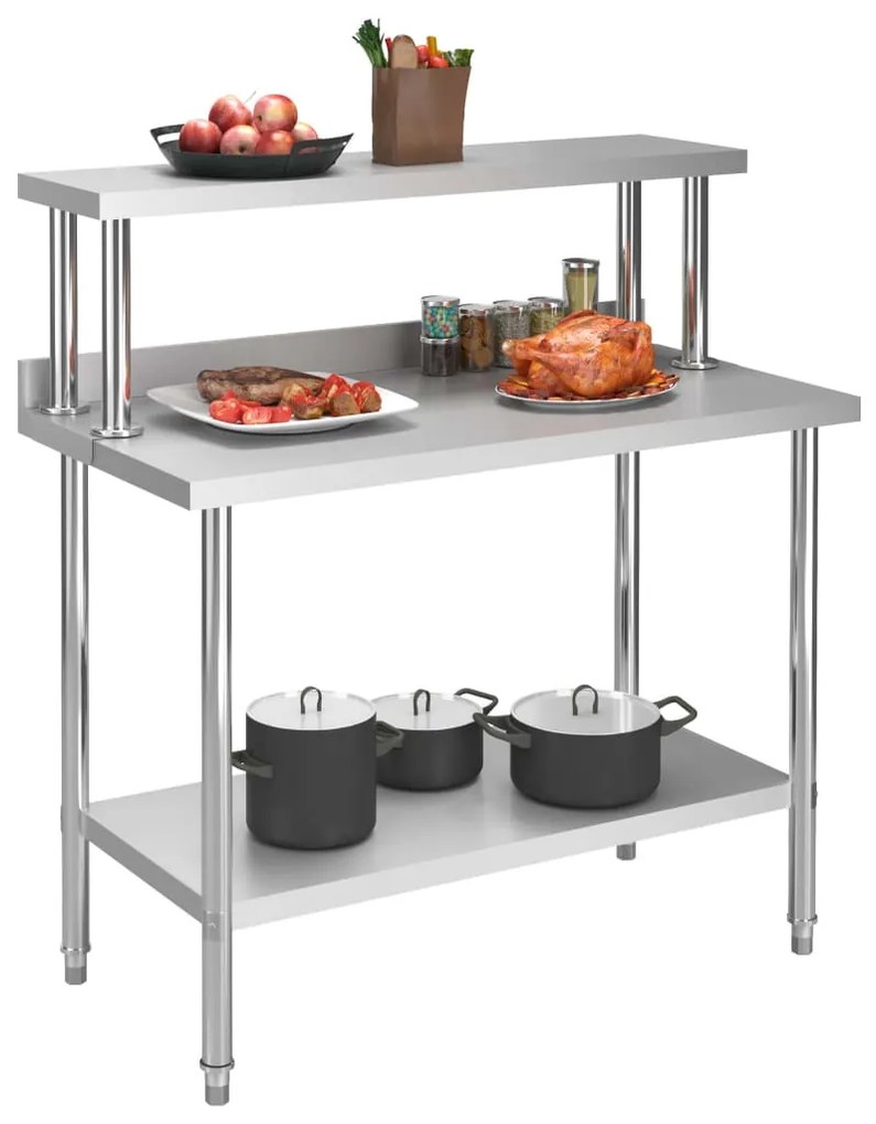 Mesa trabalho cozinha c/ prateleira 120x60x120cm aço inoxidável