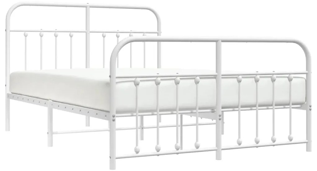 Estrutura de cama com cabeceira e pés 140x200 cm metal branco
