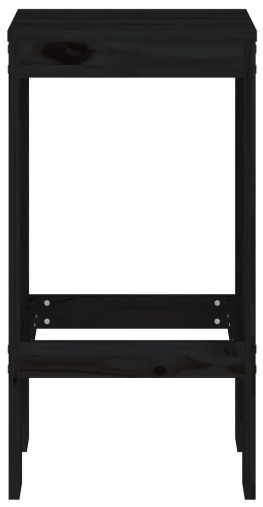 Bancos de bar 2 pcs 40x36x75 cm madeira de pinho maciça preto