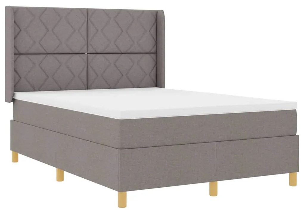 Cama Box Spring com Colchão e LED Taupe 160x200 cm Tecido