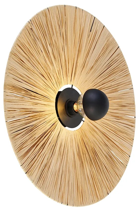 Candeeiro de parede rústico preto com corda 60 cm - Leia Rústico ,Oriental