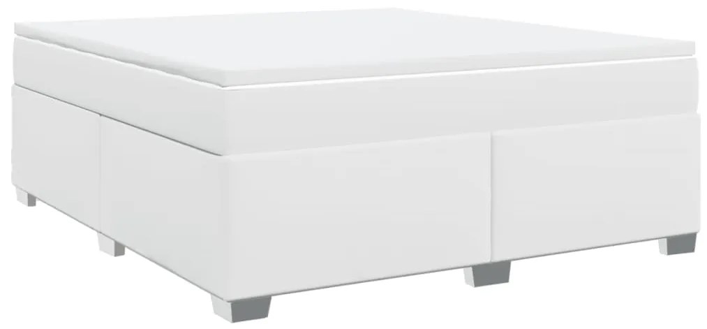 Cama com molas/colchão 180x200 cm couro artificial branco