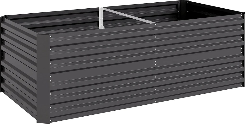 Outsunny Canteiro de jardim retangular com tubos de reforço em aço galvanizado 180 x 90 x 59 cm | Aosom Portugal