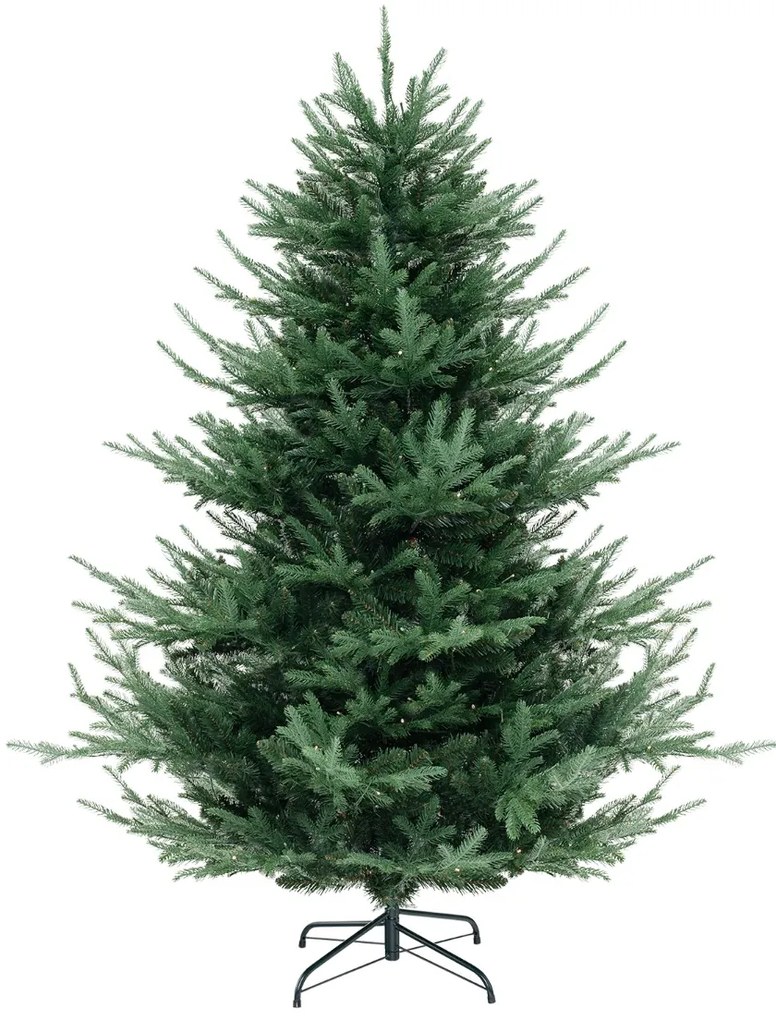 Árvore de Natal artificial pré-iluminada de 180 cm com dobradiças 778 pontas de ramos 240 luzes LED Decoração doméstica com folhas mistas de PE e PVC