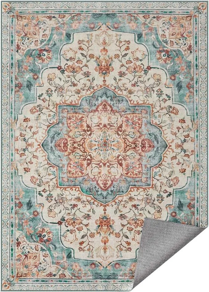 Tapete vintage 140 x 200 cm felpudo azul-marinho
