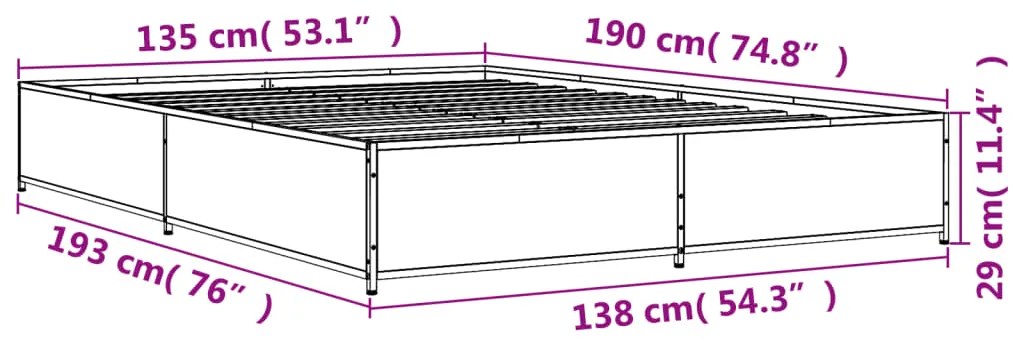 Estrutura de cama 135x190 cm derivados de madeira/metal
