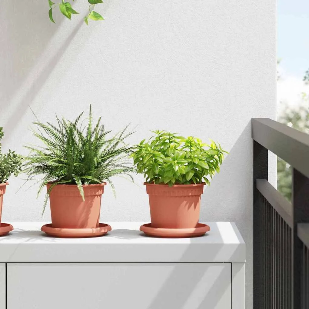 vidaXL Vasos de Plantas 24 pcs Vermelho Tijolo Ø 12,5 x 10 cm Plástico