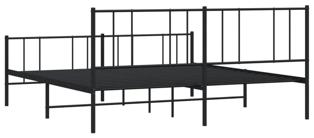 Estrutura de cama com cabeceira e pés 180x200 cm metal preto