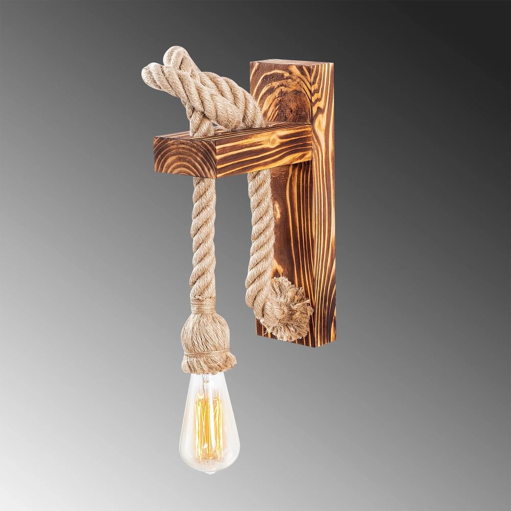Candeeiro de Parede Erebos - Madeira - 8,5 x 18 cm, Altura: 30 cm
