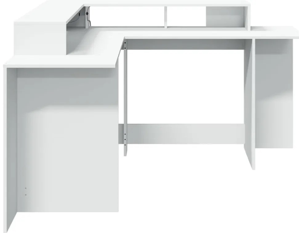 Secretária c/ luzes LED 152x152x91 cm derivados madeira branco