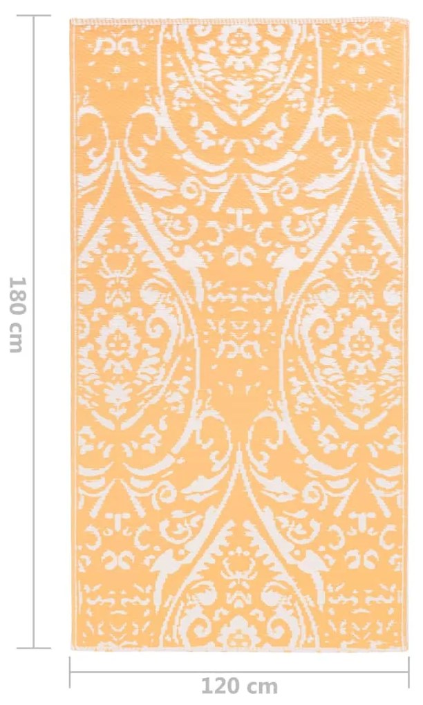 Tapete de exterior 120x180 cm PP laranja e branco