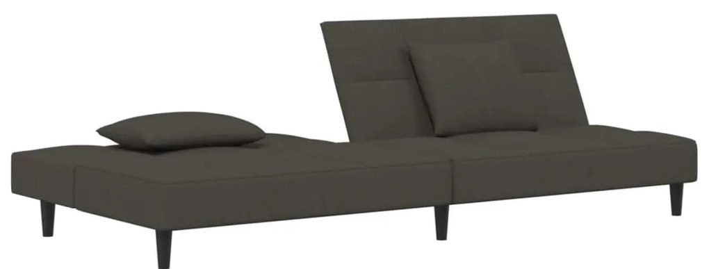 Sofá-cama 2 lugares com duas almofadas veludo cinzento-escuro