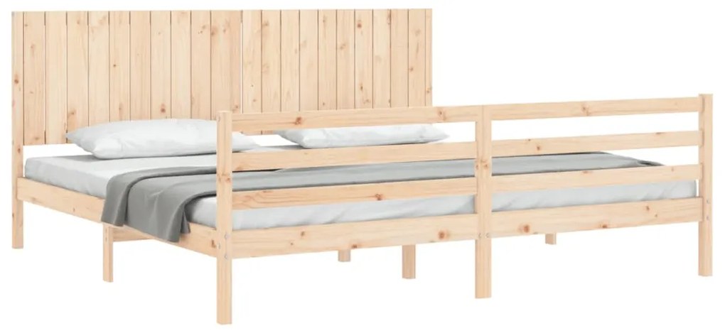 Estrutura de cama com cabeceira 200x200 cm madeira maciça